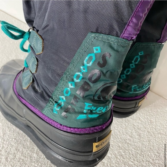 Vintage Sorel Black Purple Teal Freestyle Sport Winter Snow Boots 11 - Picture 13 of 16